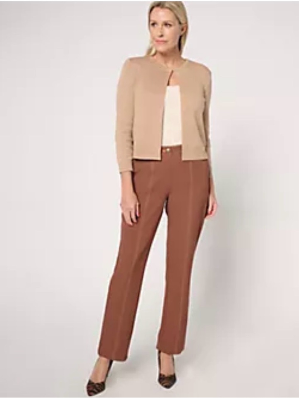 Isaac Mizrahi Estate rust twill straight leg pants 10